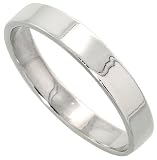 Sterling Silver 4mm (3/16 in.) Plain Flat Wedding Band / Thumb Ring