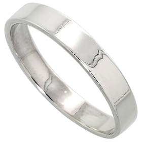 Sterling Silver 4mm (3/16 in.) Plain Flat Wedding Band / Thumb Ring, size 5: Jewelry