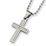 Chisel- Stainless Steel and Diamond 2 Piece Brushed & Polished Pendants Cross Necklace by Chisel