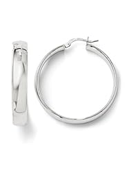 14k White gold Leslies Polished Hinged Hoop Earrings