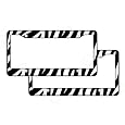 A Set of 2 Plastic License Plate Frame Safari Animal Series - Zebra Black and White