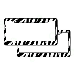 Buy A Set of 2 Plastic License Plate Frame Safari Animal Series - Zebra Black and... by YSU now!