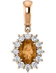 18K Rose Gold 7.00x5.00mm Oval Cut Bronze Tourmaline and Diamond Pendant -- LIFETIME WARRANTY