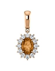 14K Rose Gold 7.00x5.00mm Oval Cut Bronze Tourmaline and Diamond Pendant -- LIFETIME WARRANTY