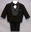 Value Priced Boys Black Tuxedo Outfit with Vest in Infants and Toddler Sizes