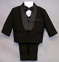 Value Priced Boys Black Tuxedo Outfit with Vest in Infants and Toddler Sizes
