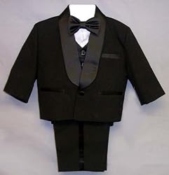 Value Priced Boys Black Tuxedo Outfit with Vest in Infants and Toddler Sizes