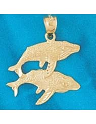 Dazzlers Solid 14 karats gold Double Whale Charm Pendant Available in three colors from jewelsberry (weights: 1.7 grams only)