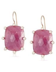 Suzy Landa 18k Rose Gold Cushion Shaped Rose Cut Pink Sapphire Drop Earrings