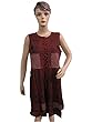 Mogulinterior Dresses, Maroon Embroidered Stonewashed Rayon Tank Dress for Womens