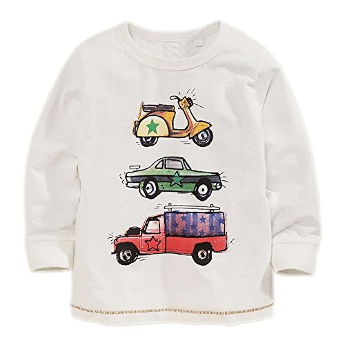 Soda Park Boys Long Sleeve Solid Cotton Cute Car Graphic T Shirt