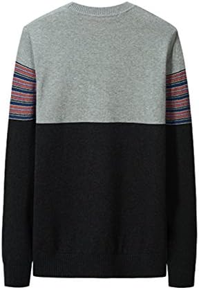 Pste Men's Colorblock Cold Season Strip Slim Fit Knit Sweater Dark Grey L
