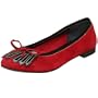 Butter Women's Licorice Ballerina Flat,Red/Black Patent,6.5 M US