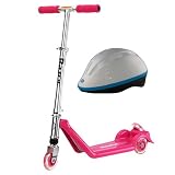 Razor Jr. Kiddie Kick Scooter with 3 Wheels Pink Plus Child Helmet