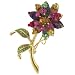 Vintage Multicolor Rhinestone Studded Flower Brooches Pin