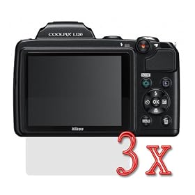 GTMax 3 x Premium Clear LCD Screen Protector for Nikon COOLPIX L120 Digital Camera