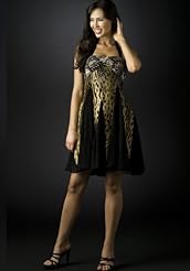 Animal Print Cocktail Beaded Sequined Slit Polyester/Silk Evening Dress/Party Dress 