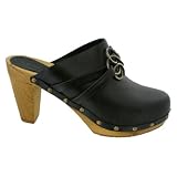 Sanita Maria Wood Plateau in Black Leather - Factory 2nd - Factory 2nd