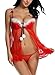 Avidlove Women Red Christmas Babydolls Set Santa Lingerie Lace Chemises Red Small