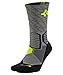 Nike Mens KD Hyper Elite Crew Basketball Socks, Charcoal (077) / Yellow/Black/Charcoal, Large