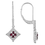 14k White Gold Ruby and Diamond Dangle Earring