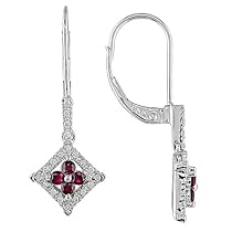 14k White Gold Ruby and Diamond Dangle Earring
