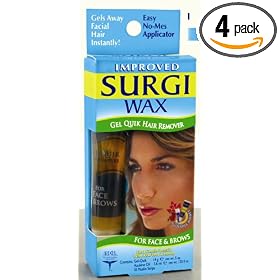 Surgi-wax Gel Quik Hair Remover For Face & Brows, 0.5-Ounce Tubes (Pack of 4)