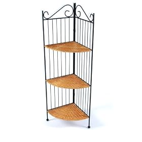 4D Concepts 3-Tier Corner Bookcase, Wicker  Metal