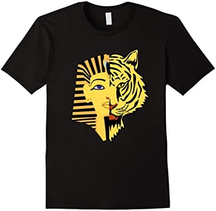 Men's Egyptian Pharaoh and Tiger T-Shirt: Ancient Egypt XL Black
