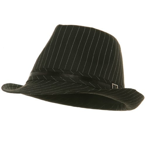Pinstripe Fedora Hats-BlackWhite W19S68E