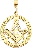 10K Yellow Gold Masonic Free Mason Symbol Charm New