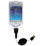 Retractable USB Cable for the HTC Himalaya with Power Hot Sync and Charge capabilities - Gomadic Brand w/ TipExchange Technology