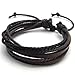 KONOV Jewelry 2pcs Leather Rope Brown & Black Unisex Surfer Wrap Bracelets