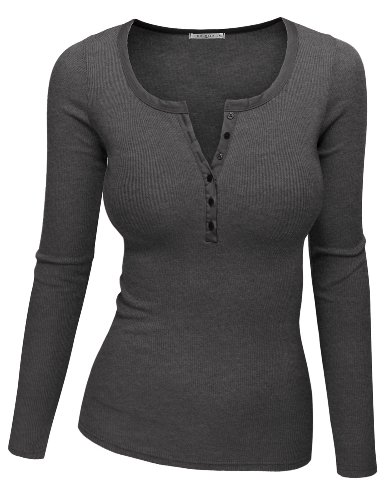 Doublju Long Sleeve Knit Henley Shirts