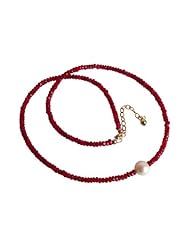 Gemshine Ruby And Cultured Pearl Necklace In 14k Gold