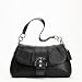 COACH BLACK LEATHER PLEATED SOHO BUCKLE FLAP HANDBAG 17217