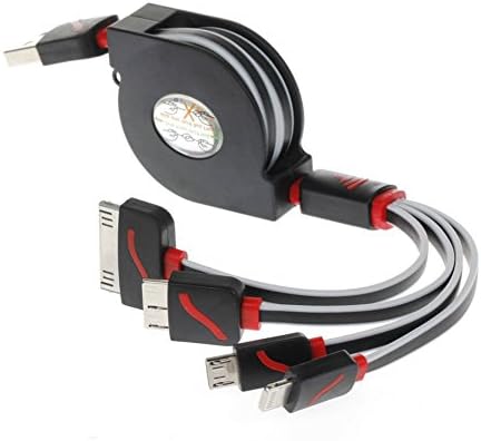 YOUBADBAD USB Cable, Retractable 4 in 1 Multifunctional Universal USB Charger Cable for iPhone 6s, 6s Plus, 5 / 5S / 5C / SE, 4S 4,iPad Mini 2, Galaxy S4, S5, S6 ,iPod,HTC(Blue)