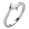 18ct White Gold 0.25ct Princess Cut Certified Diamond Twist Ring