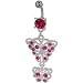 Pink Crystal Mother And Daughter Butterfly Dangle Belly Ring