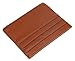 DKER Handmade Genuine Leather Unisex Slim Super Thin Card Holder With ID Card Window - Brown