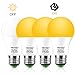 Dusk To Dawn Light Bulbs A19 8W 720 Lumens, Amber LED Orange-Yellow Sensor Bulb, 60 Watt Equivalent, Outdoor, Security Bulb(Auto On/Off), E26 Screw Base(4 Pack)