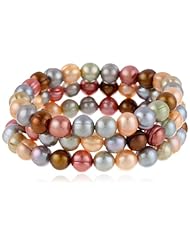 Honora "Gelato" Set of Three Freshwater Cultured Pearl Stretch Bracelets, 7.5"