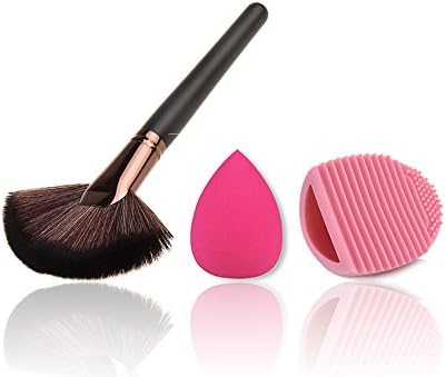 Cool7 Comb Set, 1PC Cosmetic Makeup Brush,1PC Brushegg Egg Clean, 1PC Water Droplets Soft Puff for Daily Use (Coffee)