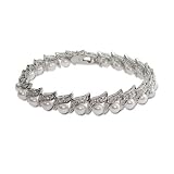 Eve's Addiction Sterling Silver Waves of Pearls Bracelet