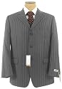 Jones NY Mens 3 Button Charcoal Gray Pinstripe Wool Suit - Size 44R