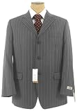 Jones NY Mens 3 Button Charcoal Gray Pinstripe Wool Suit - Size 42R