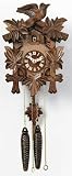 River City Clocks One Day Hand-Carved Cuckoo Clock with Five Maple Leaves & One Bird - 9 Inches Tall - Model # 11-09