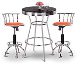 IMAGE OF Chrome Bar Table & 2 Chrome Adjustable 24
