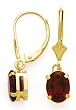 14K 8X6MM OVAL GARNET LEVERBACK EARRINGS