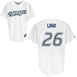 MLB Youth Toronto Blue Jays Adam Lind White Home Short Sleeve 6 Button Synthetic Replica Baseball Jersey Spring 2011  (White, Medium)